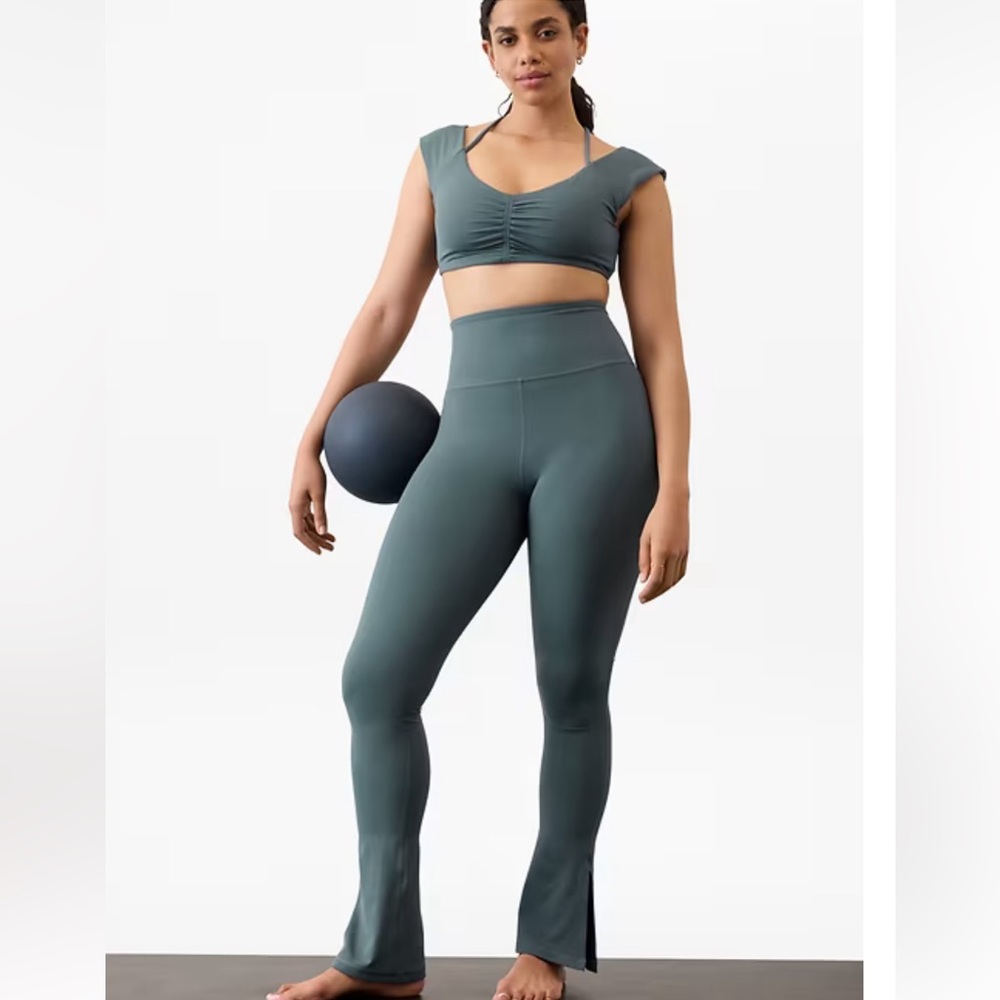 NWT Grey Athleta Elation Ultra High Rise Split Slim Flare Pant